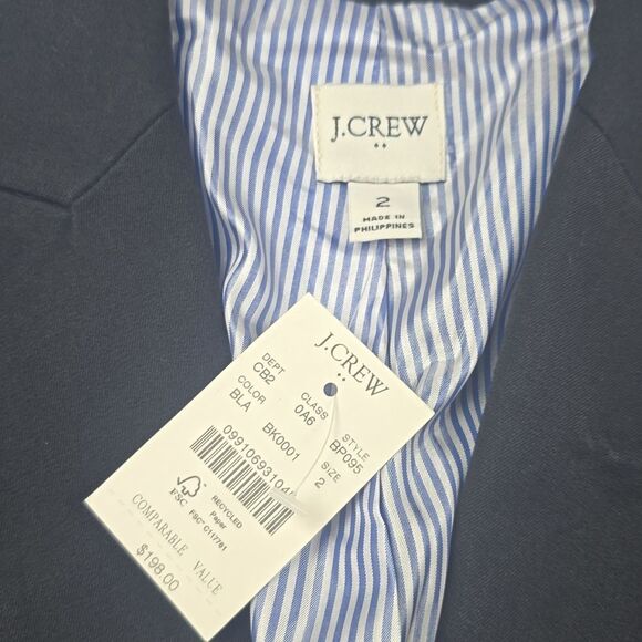 J. Crew Factory NWT Cotton-blend two-button blazer Black Women's size 2 - Picture 4 of 10